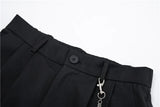 mens shorts summer casual black zipper elastic waist straight short pants with chain new hip hop streetwear loose shorts joggers unique joggers style 2353