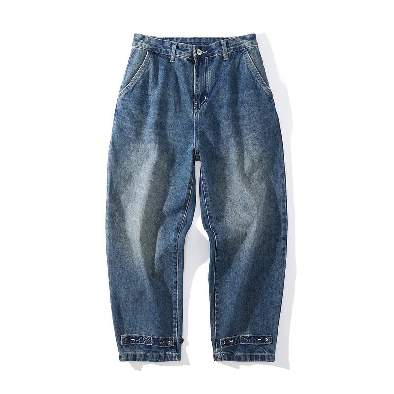 rainbowtouches fashion brand pants men wash jeans unisex wide straight leg loose retro overalls casual superior quality trousers stacked flare jeans