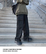 men jeans wide leg denim pants loose straight baggy mens jeans hip hop streetwear skateboard neutral denim trousers cargo jeans unique cargo style 2676