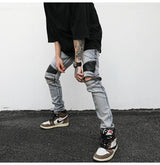 high street pu leather zippers patchwork biker jeans mens stretch denim slim jean pants motorcycle slim trousers hip hop pants unique jeans style 2306
