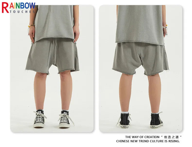 Rainbowtouches Summer Mens New Shorts Fringes Tassels Washing Casual High Street Solid Color Cotton Tidal Current Hawaii Boys