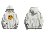 Gonthwid Hoodies Streetwear Hip Hop Zipper Pocket Smile Face Patchwork
