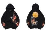 2023 Men Hip Hop Hoodie Sweatshirt Embroidered Floral Full Moon Rabbit Harajuku Streetwear Hoodie Pullover Cotton Autumn Hipster