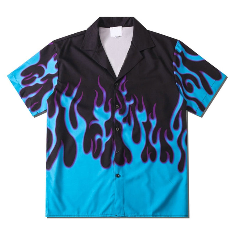 "Blue Flame" Unisex Men Women Streetwear Graphic Shirt Daulet Apparel