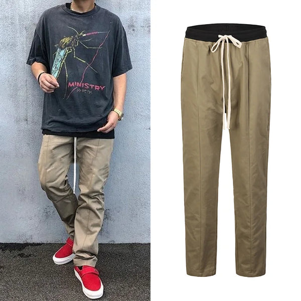 black khaki retro pants baggy high street mens joggers vintage straight trousers loose casual back pockets sweatpants for men streetwear sweatpants
