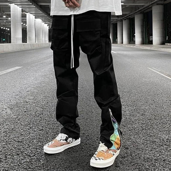 streetwear patchwork cashew flower print cargo pants y2k men hip hop casual functional slim cargo trousers male pocket side zip military streetwear pants