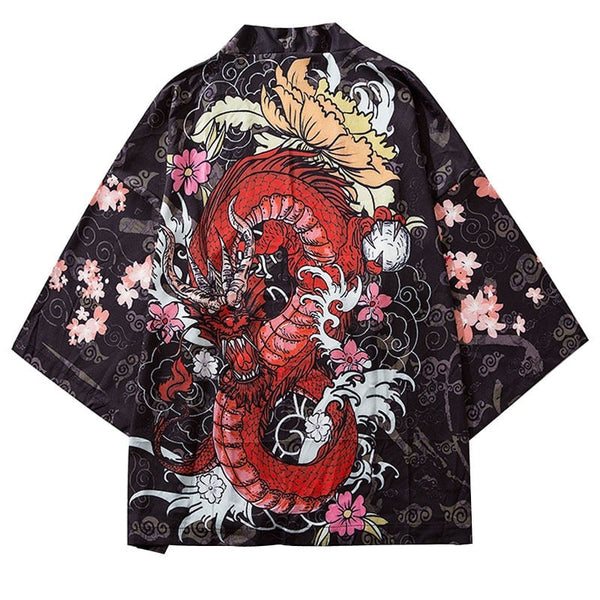 "Red Dragon" Unisex Men Women Streetwear Graphic Kimono Daulet Apparel