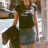 Sadcore Aesthetic print tee – Vintage Classic Rock Graphic T Shirt Women Summer Round Neck