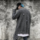 leather varsity streetwear knit with bold stitching, fall/winter pullover for urban outfits, men’s streetwear clothing piece 