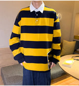 Autumn Lapel Hoodie Mens Fashion Hit Color Casual Striped Hoodies Mens