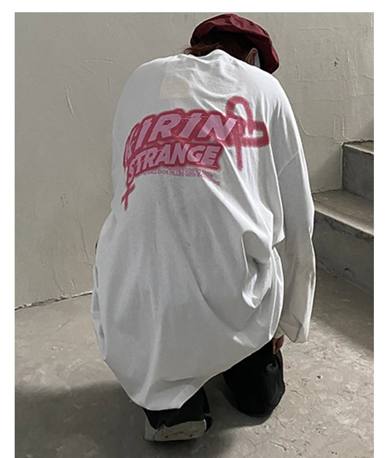 Harajuku Oversized Shirt – Rainbowtouches Mens Long Sleeve T Shirt New High Street Fash – Modern Streetwear for Everyone
