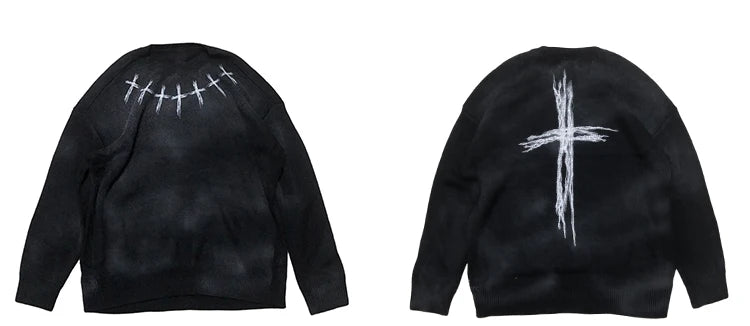 high street vintage wash sweater men graffiti loose knitted pullover long sleeve hip hop oversize sweater casual jumper knitwear - urban fashion pullover, soft fleece-lined outerwear, graphic printed hoodie for men and women