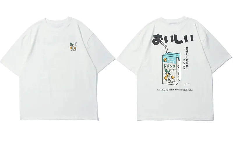 Anime Aesthetic Tee – Gonthwid T Shirt Streetwear Harajuku Japanese Milk Print Tee – Urban Streetwear for Men & Women
