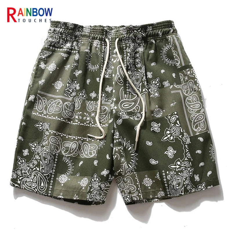 Rainbowtouches Fashion Brand Summer Men Loose Retro Printing Straight Leg Hip Hop Casual Comfortable Sport Tidal Current Shorts