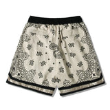 Mens Paisley Printed Hip Hop Loose Shorts Elastic Waist Sweat Shorts Casual Harajuku Drawstring Streetwear Sportswear Joggers