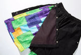 men side buttons patchwork harajuku straight shorts new elastic waist short pants joggers hip hop streetwear casual sweatshorts unique joggers style 1076