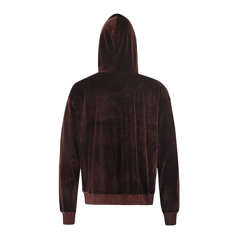 2021 Fashionable Mens Streetwear Velour Hoody Hoodie Oversized Casual