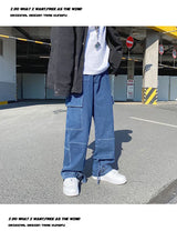 men jeans wide leg denim pants loose straight baggy mens jeans hip hop streetwear skateboard neutral denim trousers cargo jeans unique cargo style 2660