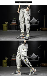 streetwear hip hop black harem pants men elastic waist punk pants with ribbons casual slim jogger pants men hip hop trousers unique joggers style 2535