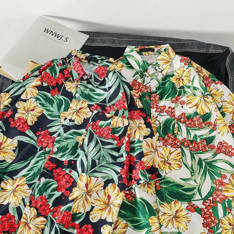 Casual Mens Shirts Fashion Bermuda sandy beach Printed short sleeve Men Shirts Streetwear Jogger Sports undershirt Homme chemise