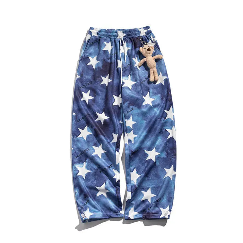 rainbowtouches fashion classic brand mens cargo pants bear pendant trousers loose straight high street style unique wide legs combat utility trousers