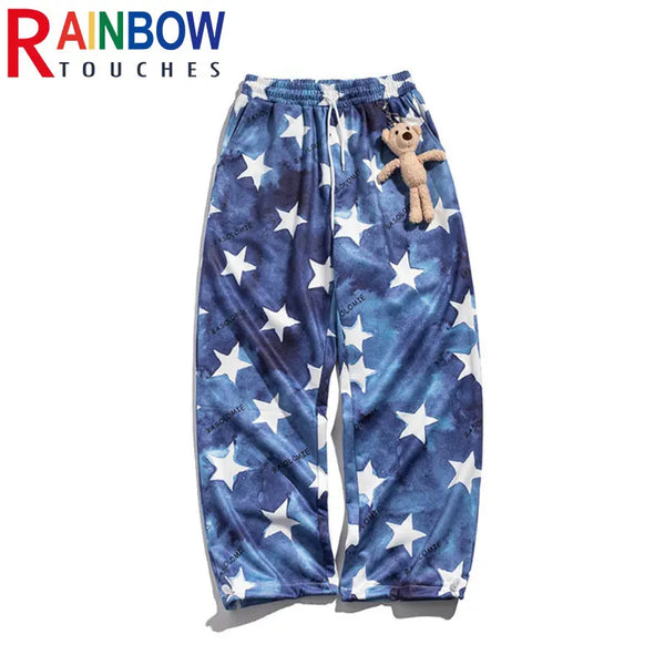 rainbowtouches fashion classic brand mens cargo pants bear pendant trousers loose straight high street style unique wide legs combat utility trousers