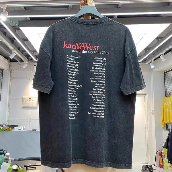 Elevated hustle tee with 3D bold text and city shadow
