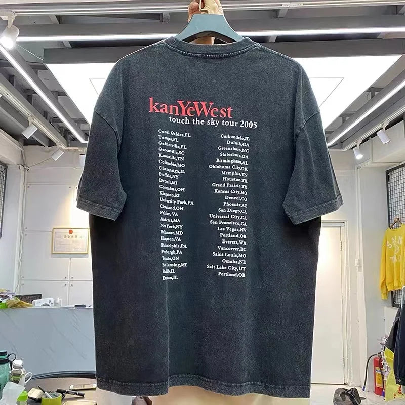 Elevated hustle tee with 3D bold text and city shadow