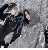 Hip Hop Lightning Hoodie Sweatshirt Men Harajuku Streetwear Hooded Pul