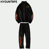 2 pieces set men embroidery velvet zipper jacket and elastic waist loose straight pants sweatsuit hip hop tracksuits sweatsuit unique default style 4303