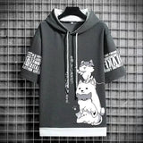 Japan Fashion Mens Hoodies Summer Men Clothing Cartoon Short Sleeve Sw