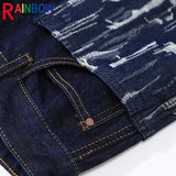 rainbowtouches fashion brand mens jeans high street pants print design long trousers loose straight vintage style boy wide legs ripped baggy denim