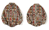 Gonthwid National Style Knitted Geometric Patterns Color Block Button