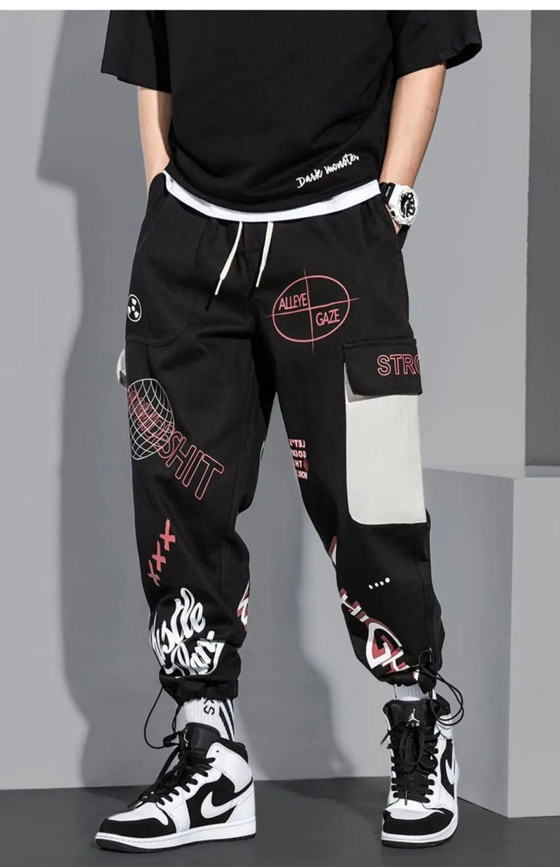 men pants spring and autumn cargo pants man fashion hip hop casual pants loose korean drawstring men joggers sweatpants unique joggers style 2465