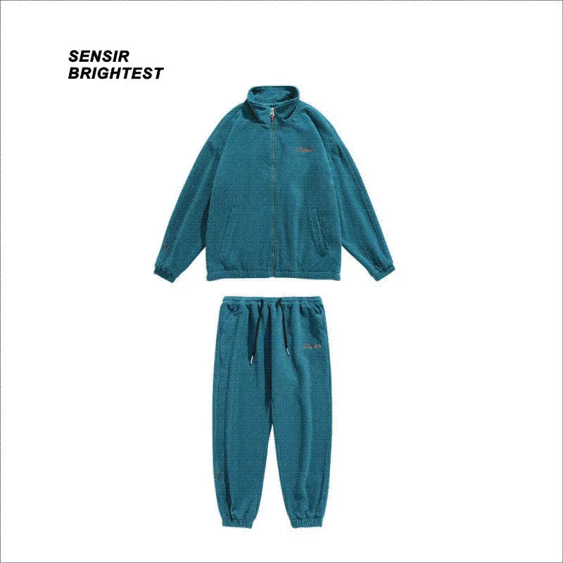 spring and autumn new fleece knitted coat mens loose couple suit versatile high street style urban fashion pants