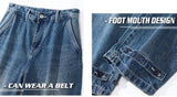 rainbowtouches fashion brand pants men wash jeans unisex wide straight leg loose retro overalls casual superior quality trousers unique jeans style 4886