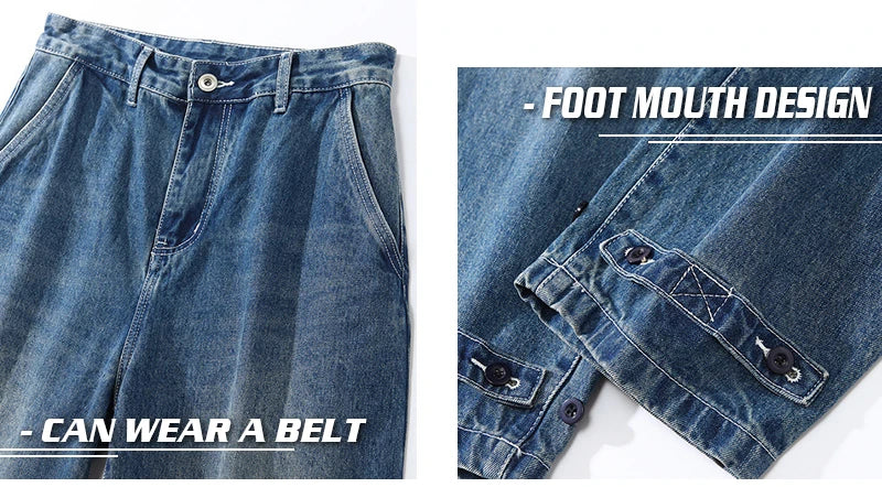 rainbowtouches fashion brand pants men wash jeans unisex wide straight leg loose retro overalls casual superior quality trousers unique jeans style 4886