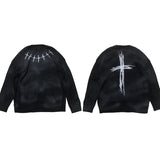 high street vintage wash sweater men graffiti loose knitted pullover long sleeve hip hop oversize sweater casual jumper knitwear - trendy hip hop fashion hoodie, soft fleece-lined outerwear, oversized streetwear hoodie
