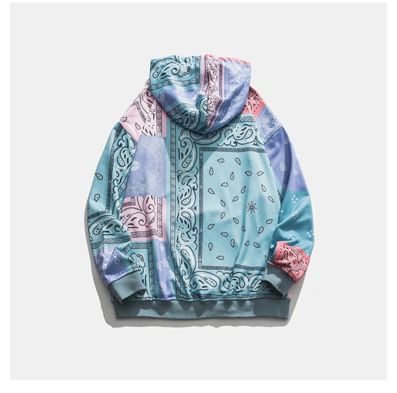 Bandana Patchwork Hoodies Sweatshirts Streetwear 2020 Autumn Mens Hip
