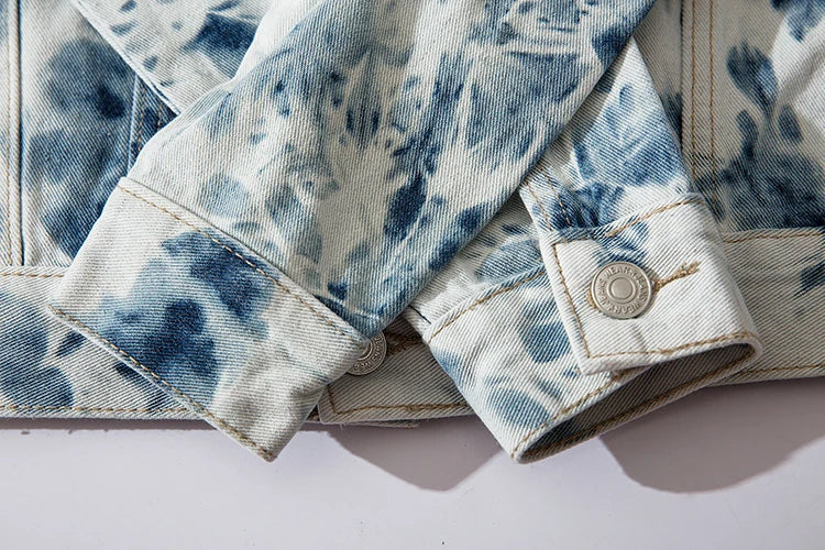 oversized fit featuring fashion tie dyed jeans jackets coat men casual single breasted turn down collar denim streetwear new hip hop outerwear jacket design – premium quality jacket for men