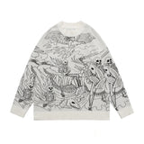 techwear flame knit sweater with structured oversized fit, ideal for cold streetwear layers, men’s streetwear clothing piece 