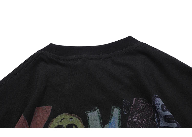 Grunge Vintage t-shirt – Men Oversize T Shirt Hip Hop Streetwear Painting Letter Hear