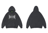Hip Hop Washed Hoodie Streetwear Sweatshirt Star Print Hooded Pullover