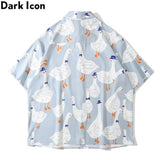 Dark Icon Full Prined Oversized Men's Shirt Short Sleeve Summer Streetwear Shirts for Men
