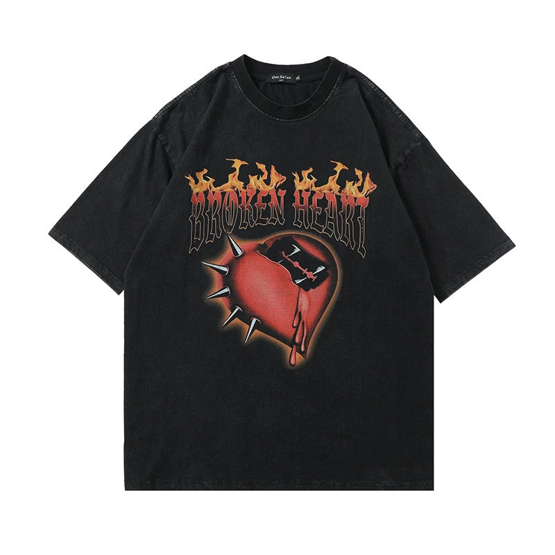 Glitchcore Fashion – Rainbowtouches Oversized T Shirt Hip Hop Unisex Washed T Shi – Modern Streetwear for Everyone
