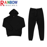 rainbowtouches quality pure cotton 2 piece couple hoodie solid color hip hop casual sportswear pullover mens pants plush unique default style 1465