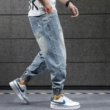 2023 new hip hop harem jeans pants men loose joggers denim casual sweatpants korea ankle length trousers streetwear male clothes relaxed fit joggers