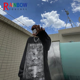 Anime Aesthetic Tee – Rainbowtouches Drop Shoulder Top High Street Abstract – Modern Streetwear for Everyone