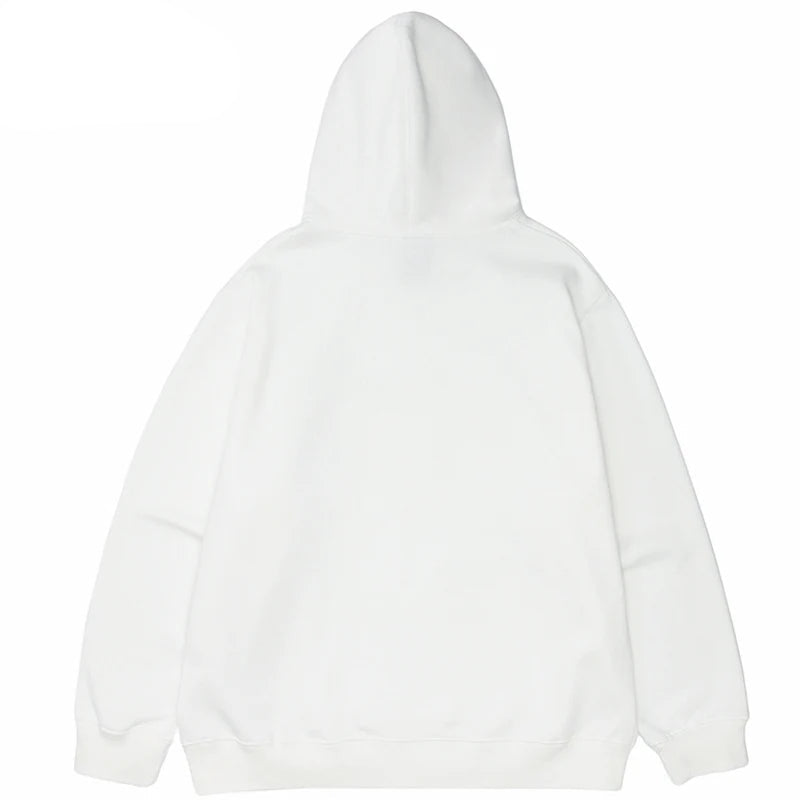 Men Hip Hop Streetwear Hoodie Sweatshirt Funny Bear Japanese Kanji Pul