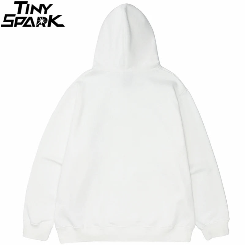 Men Hip Hop Streetwear Hoodie Sweatshirt Funny Bear Japanese Kanji Pul